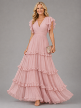 Zoe™ - Light Pink Elegant Wedding Maxi Dress