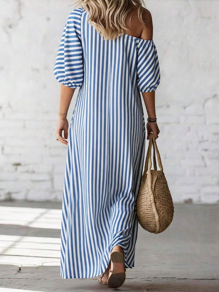 Layla - Striped Asymmetrical Vacation Dress
