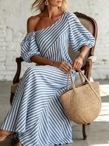 Layla - Striped Asymmetrical Vacation Dress