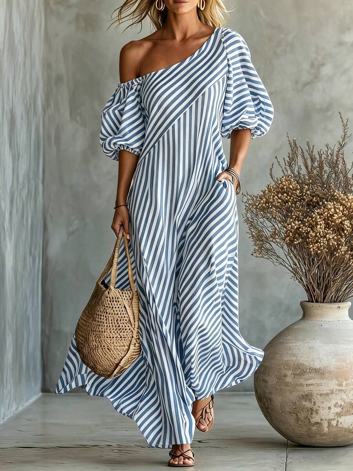 Layla - Striped Asymmetrical Vacation Dress