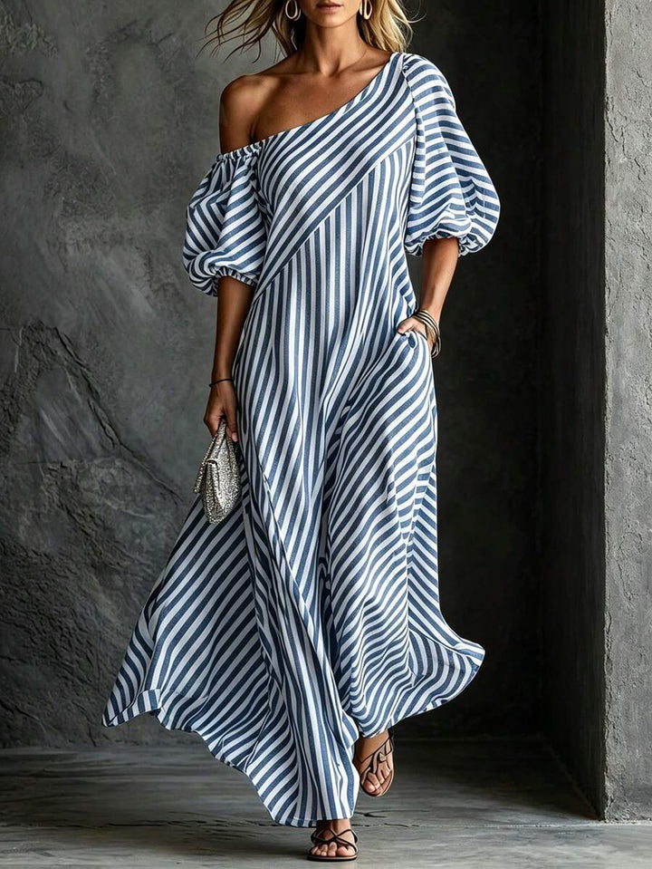 Layla - Striped Asymmetrical Vacation Dress