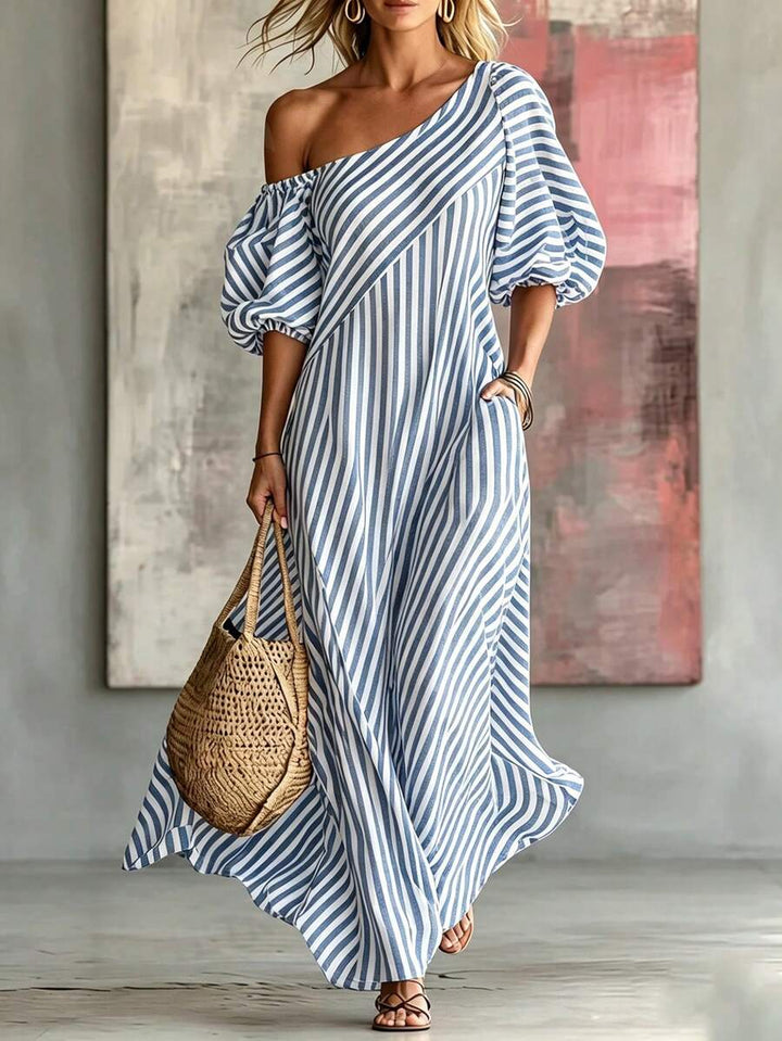 Layla - Striped Asymmetrical Vacation Dress