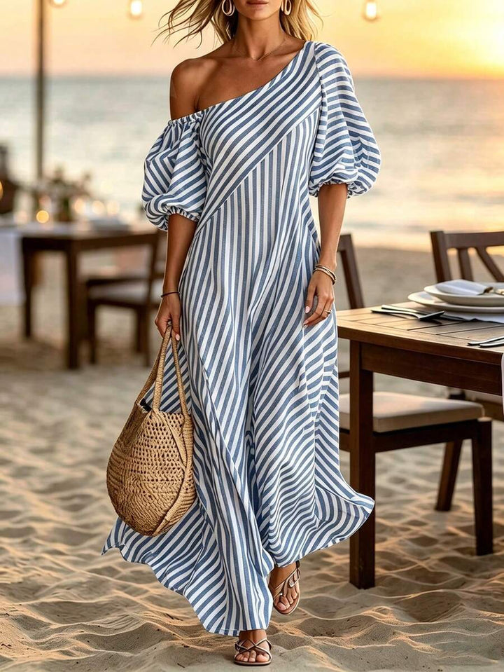 Layla - Striped Asymmetrical Vacation Dress