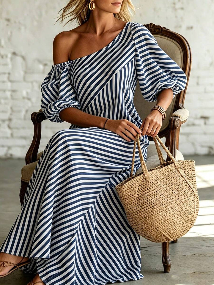 Layla - Striped Asymmetrical Vacation Dress