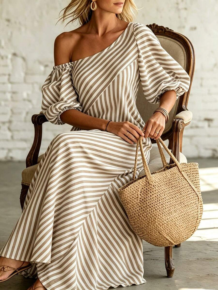 Layla - Striped Asymmetrical Vacation Dress