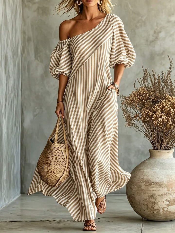 Layla - Striped Asymmetrical Vacation Dress