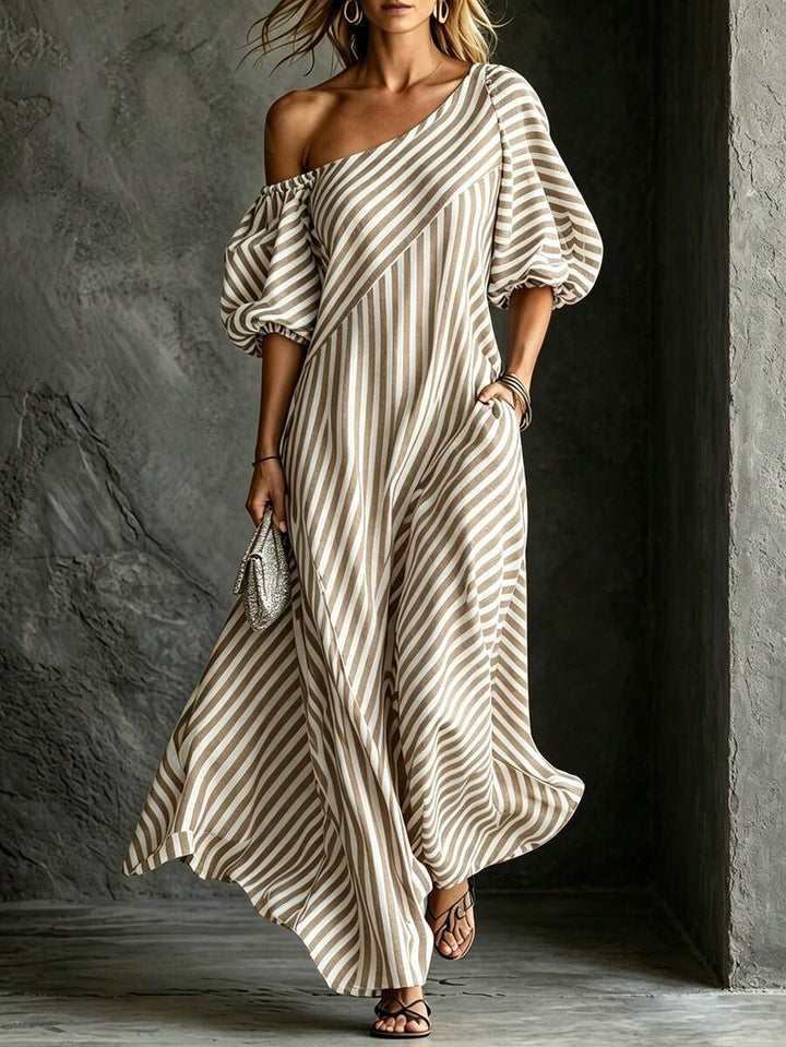 Layla - Striped Asymmetrical Vacation Dress