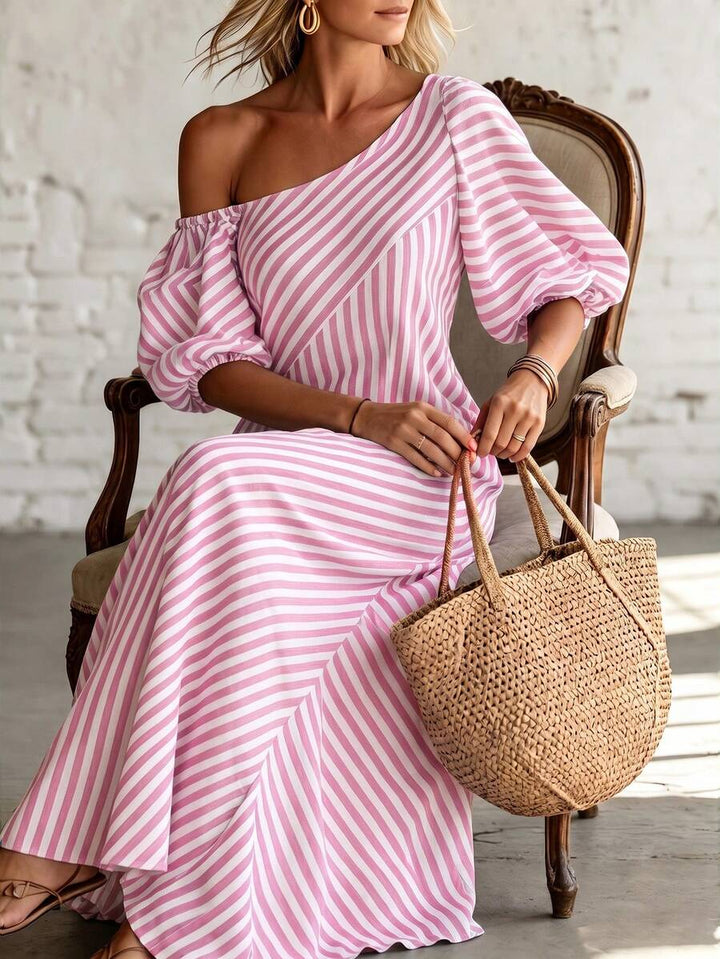 Layla - Striped Asymmetrical Vacation Dress