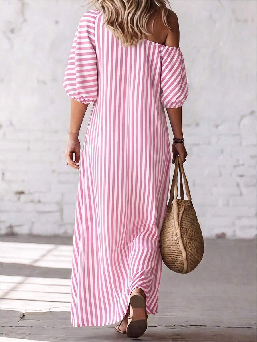 Layla - Striped Asymmetrical Vacation Dress