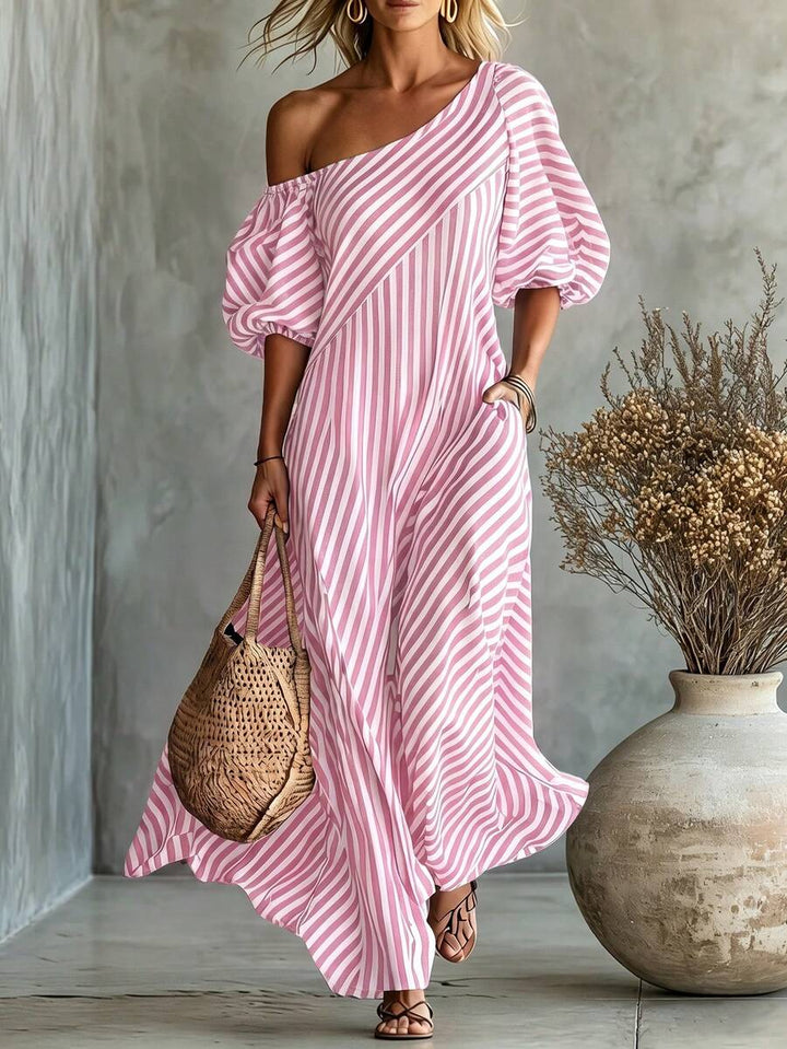 Layla - Striped Asymmetrical Vacation Dress