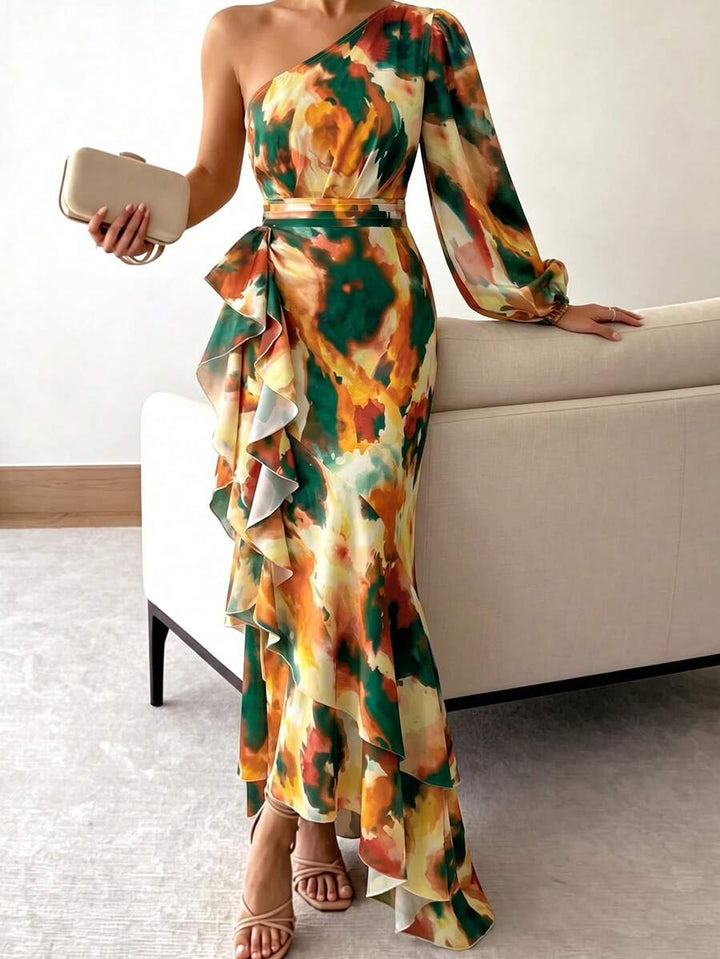 Joya - Elegant Ruffle Hem Summer Dress