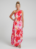 Carla | One Shoulder Pleated Bodice Midi Dress