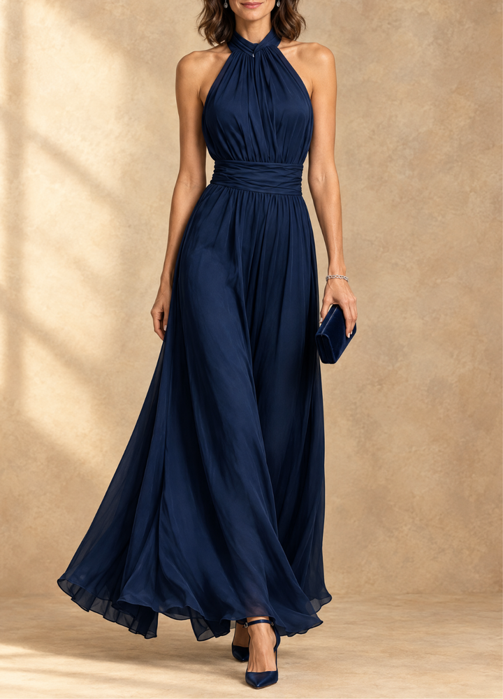 Paula - Halter Neck Chiffon Maxi Dress
