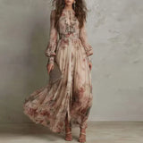 Amelia™ - Vintage Floral High-Waist Maxi Dress