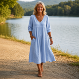 Carmen | Elegant Lightweight Dress with Ruched 3/4 Sleeves