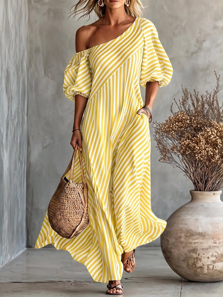 Layla - Striped Asymmetrical Vacation Dress