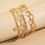 Gold Pearl Bracelet Set