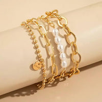 Gold Pearl Bracelet Set