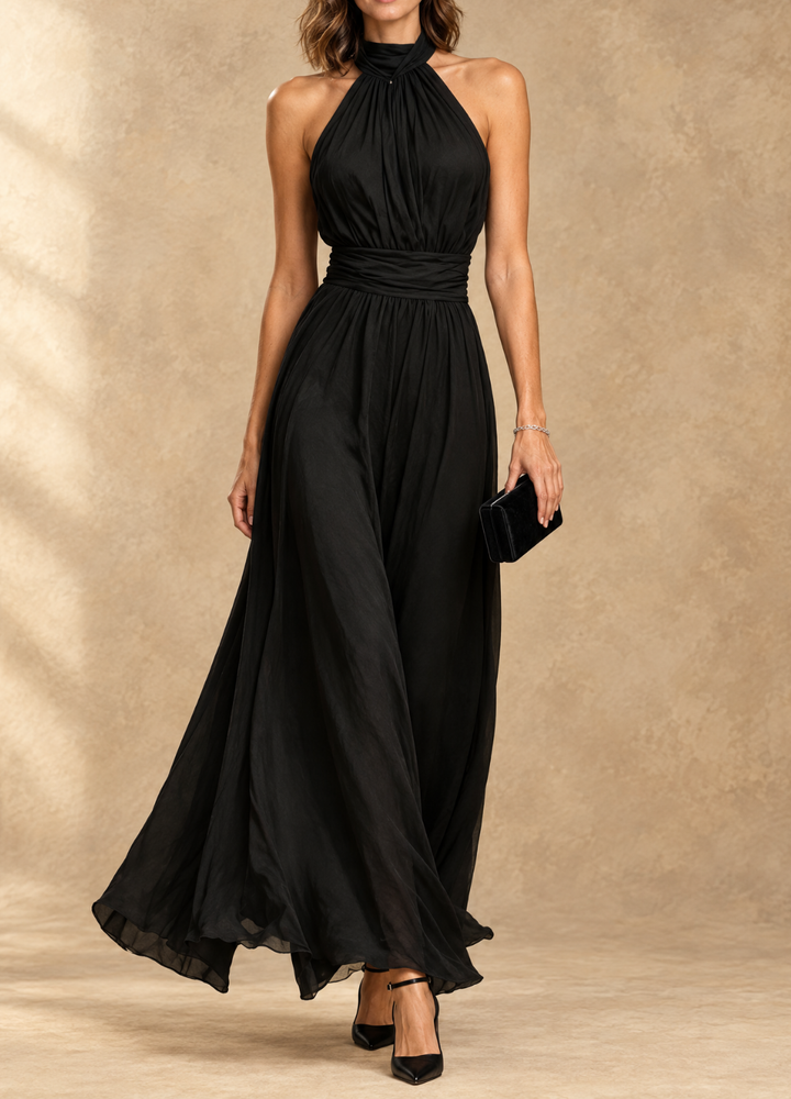 Paula - Halter Neck Chiffon Maxi Dress