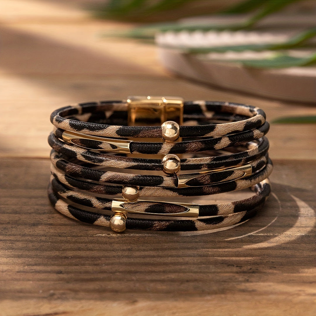 Leopard Leather Boho Bracelet