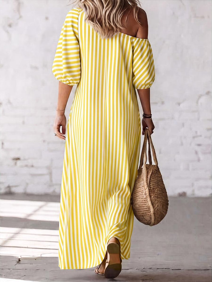 Layla - Striped Asymmetrical Vacation Dress