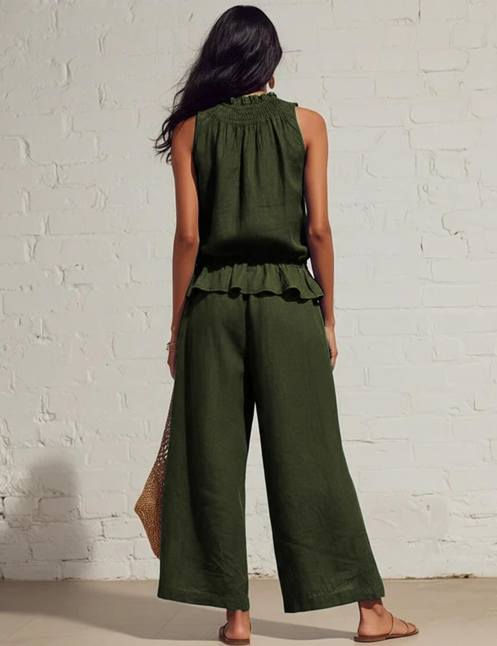 Linen 2 Piece Ruffle Set