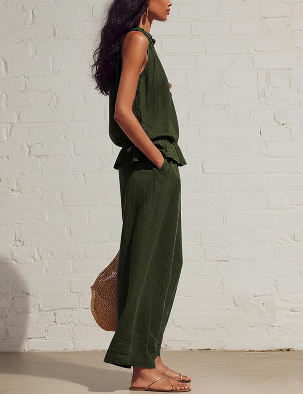 Linen 2 Piece Ruffle Set