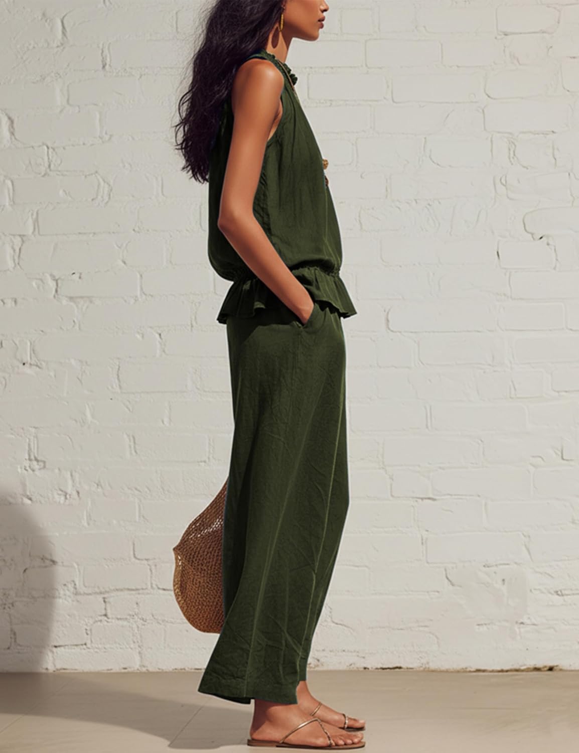 Linen 2 Piece Ruffle Set