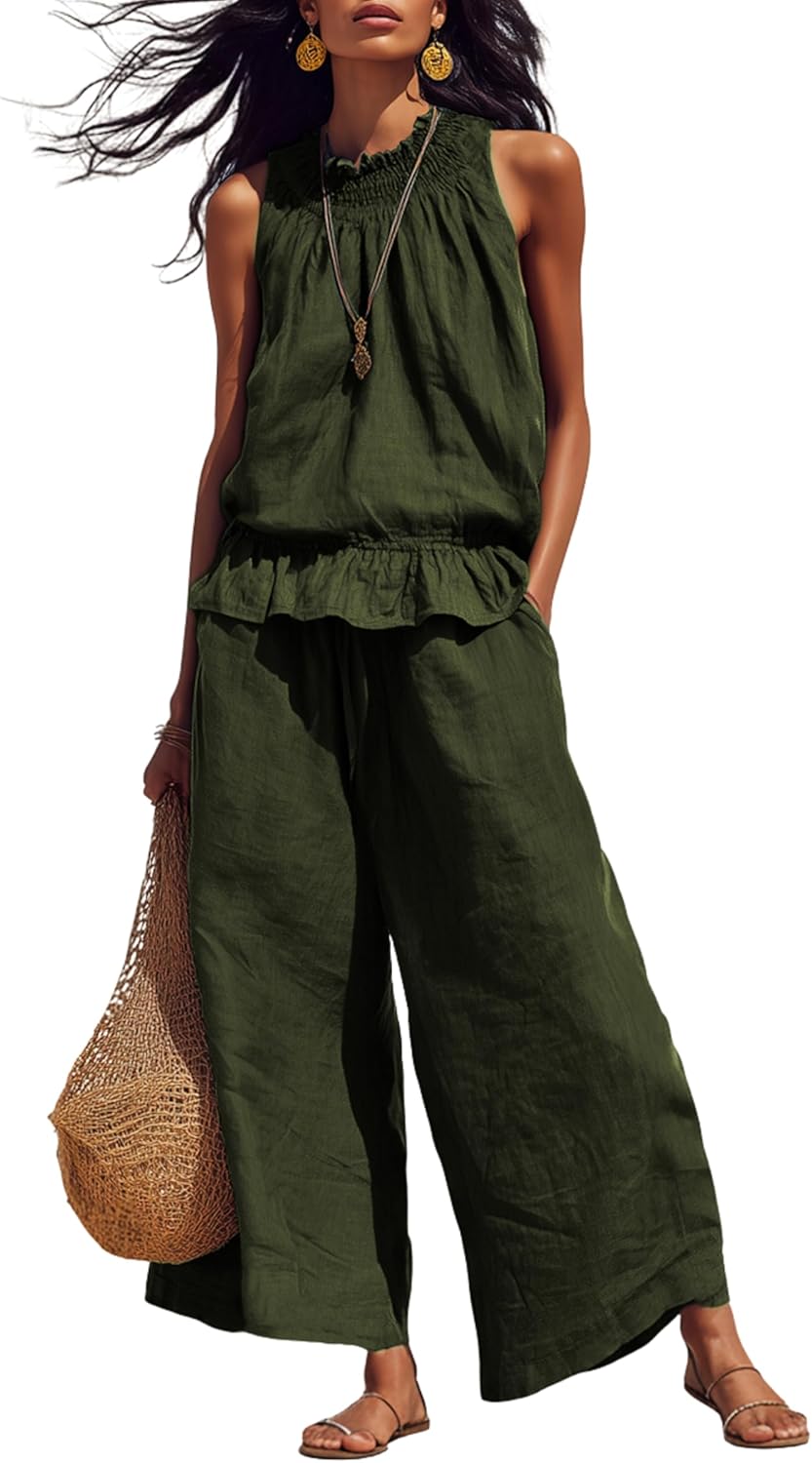 Linen 2 Piece Ruffle Set