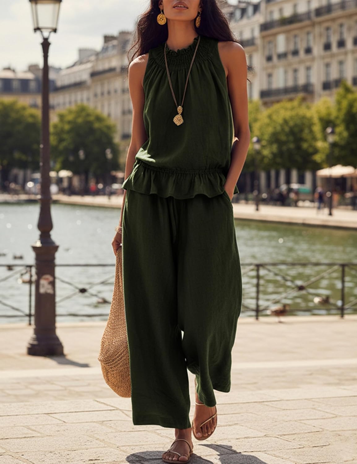Linen 2 Piece Ruffle Set