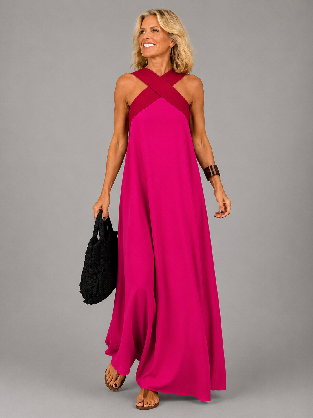 Velora™ | Cross Elegance Maxi Dress
