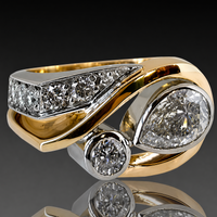 Vintage Irregular Gold Silver Zirconia Ring