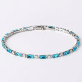Natural Turquoise Stone White Gold Bracelet