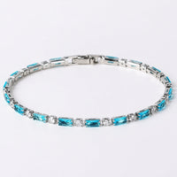 Natural Turquoise Stone White Gold Bracelet