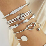 Knotted White Gold Bracelet Set