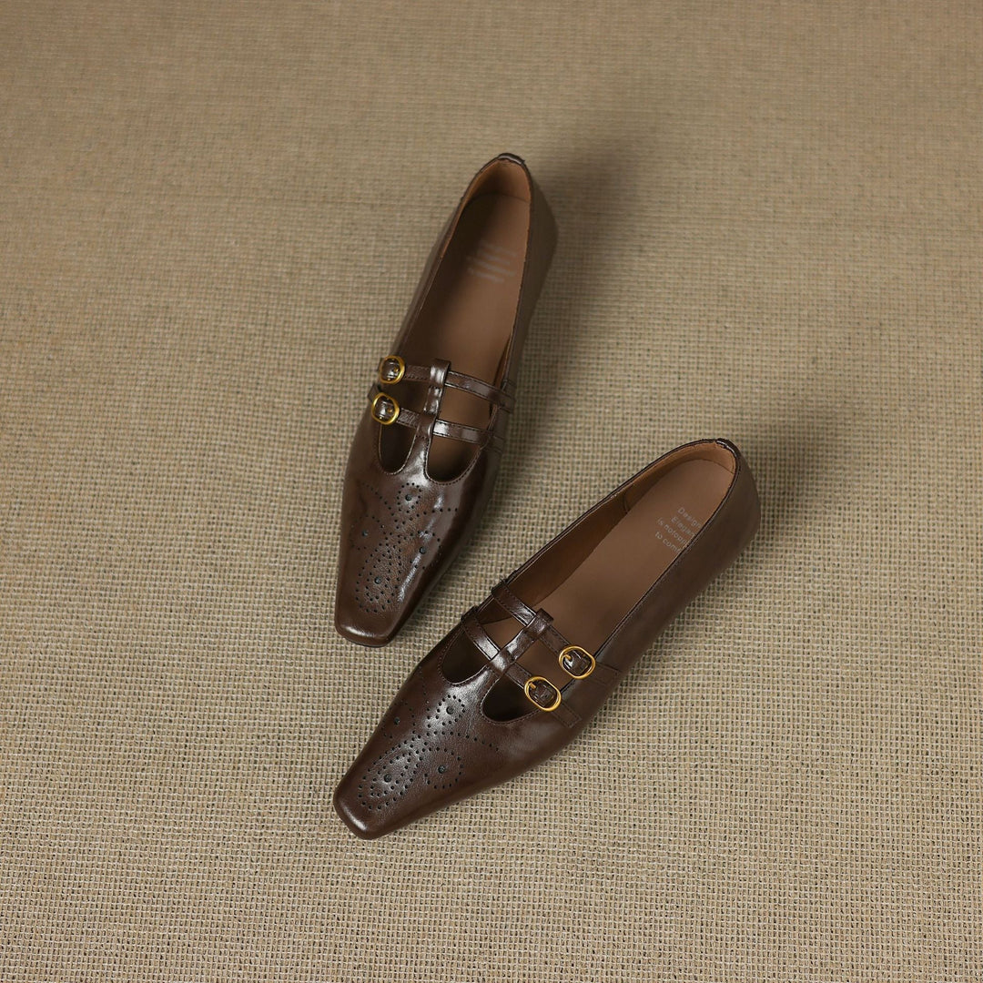 Ceyla - Brogued Double-Strap Mary Jane Flat