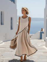 Soleia - Sleeveless Round Neck Draped Maxi Dress