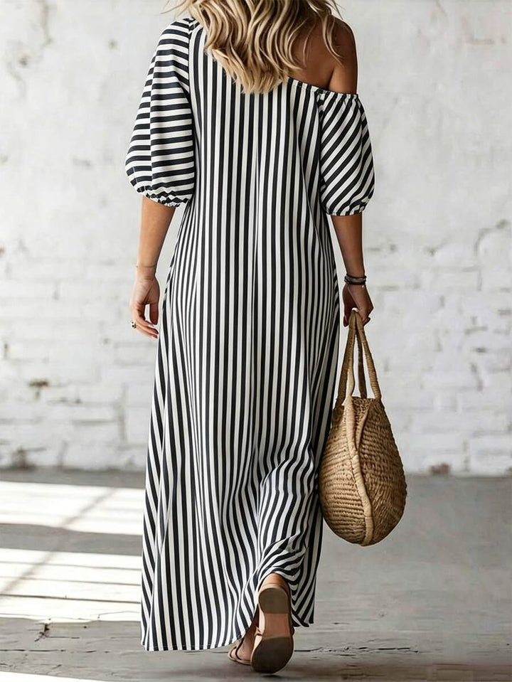 Layla - Striped Asymmetrical Vacation Dress
