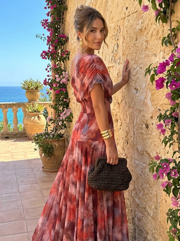 Valentina - Watercolor One-Shoulder Maxi Dress
