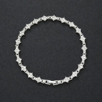 Classic Cluster White Gold Tennis Bracelet