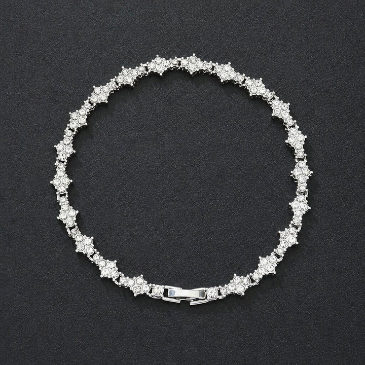 Classic Cluster White Gold Tennis Bracelet