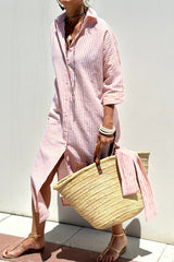 Sophia™ – Timeless Striped Shirt Dress with Elegant Comfort