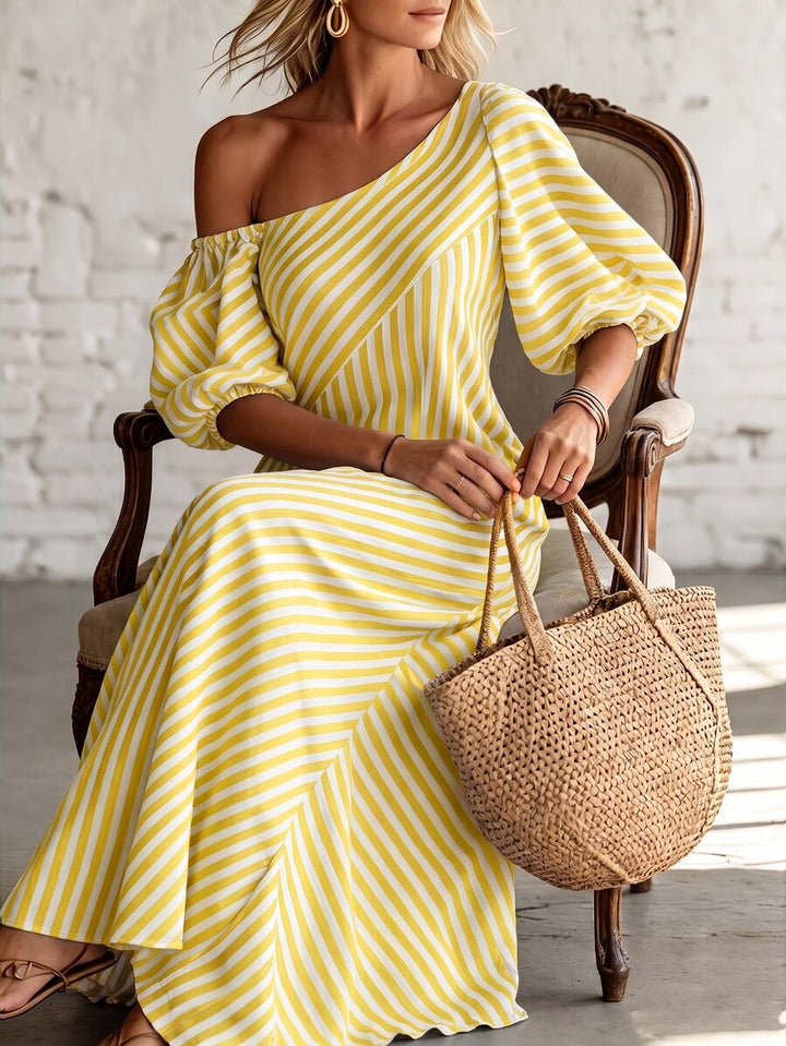Layla - Striped Asymmetrical Vacation Dress