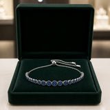 Round Cut Sapphire White Gold Tennis Bracelet