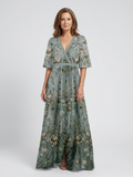 Violet & Grace™ | Floral V Neck Short Sleeve Maxi Dress