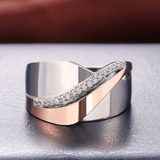 Vintage Rose Gold Silver Zirconia Ring