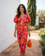 Carla™ - Floral Midi Dress with Puff Sleeves
