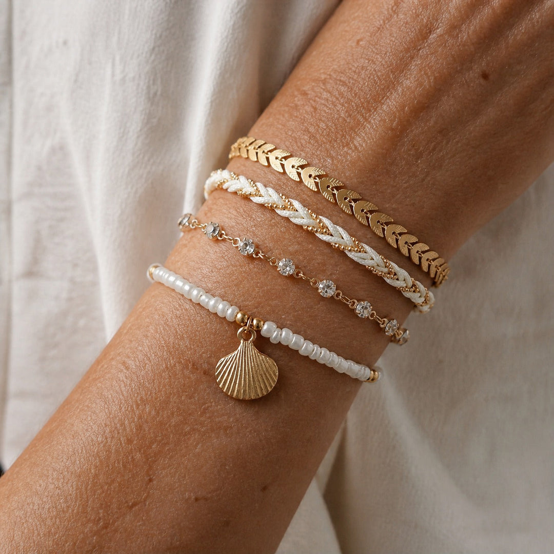 Golden Tide Crystal Bracelet Set