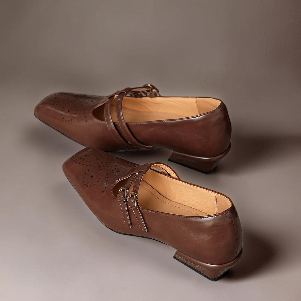 Marisol - Brogued Dual-Strap Mary Jane Pump
